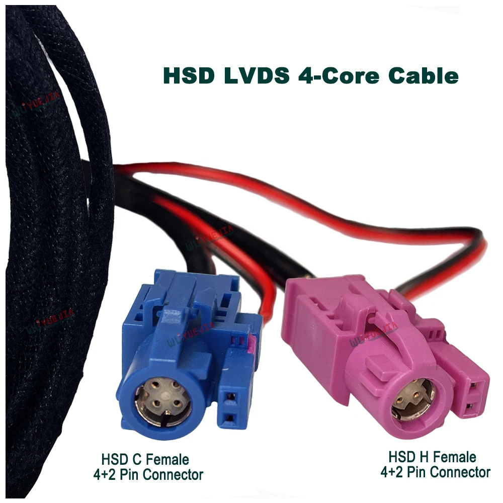 4+2 Pin HSD C Female to 6 PIN HSD H Female Jack 100 ohm LVDS Cable High Speed 4~Core Data Transmission 535 Line Wire Harness