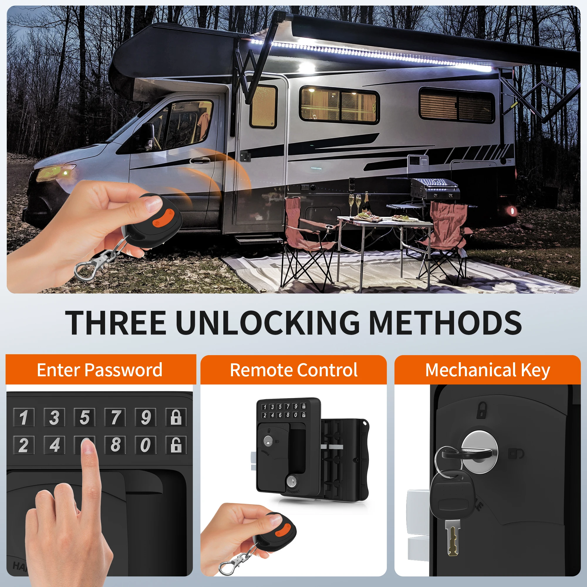 

In stock Upgrade Backlit Metal RV Door Lock Keyless Password Car Lock Remote Control Door Lock Waterproof