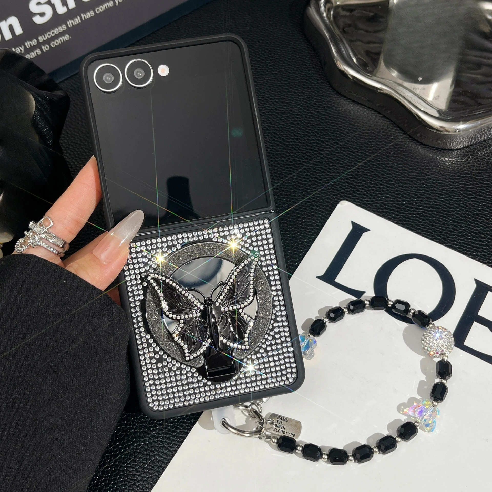 

Роскошный уникальный блестящий зеркальный кронштейн с бриллиантами и бабочкой, чехол для телефона Samsung Galaxy Z Flip7 6 5 4 3