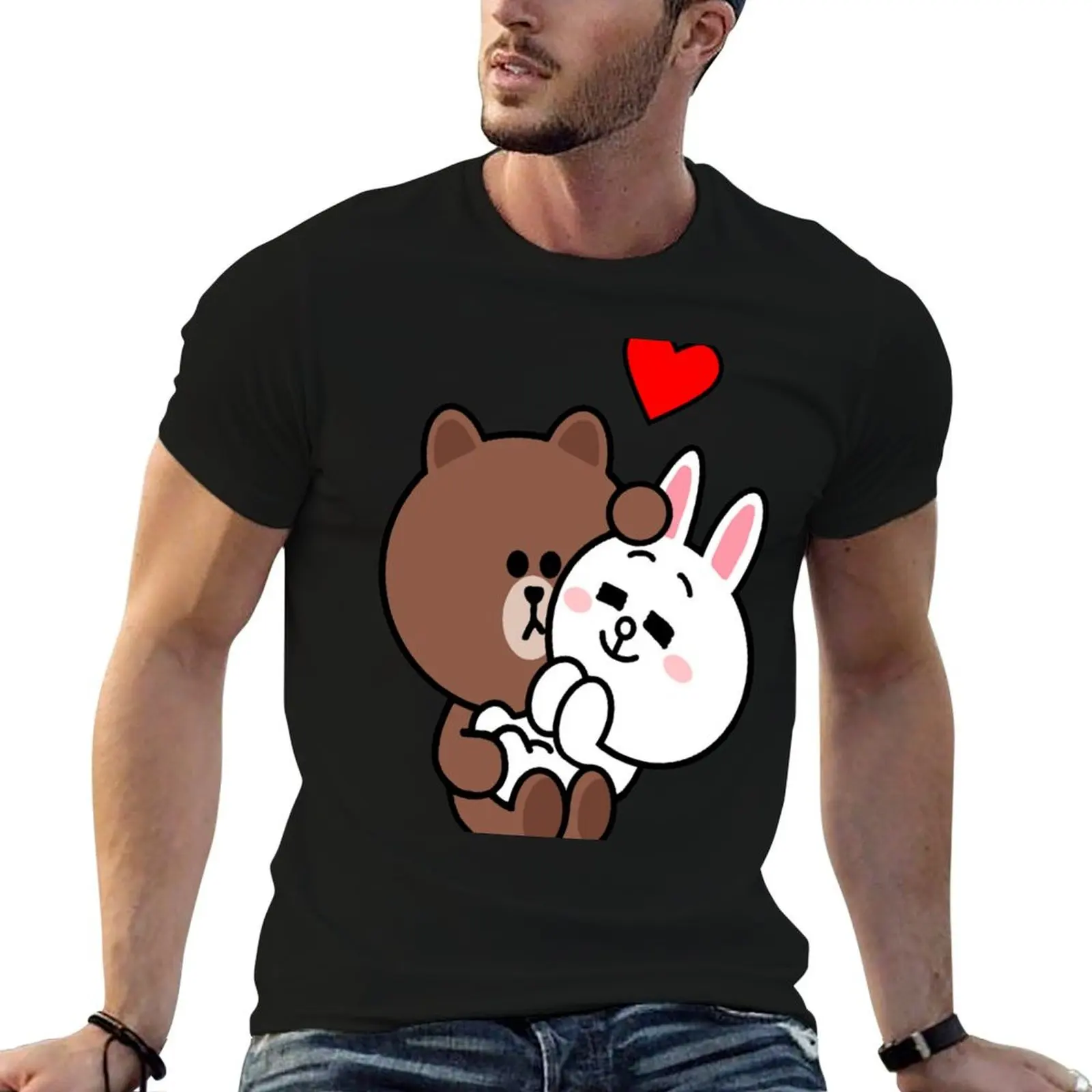 

Brown and Cony Love T-Shirt man t shirts for men casual cotton tshirt 100% T-Shirt