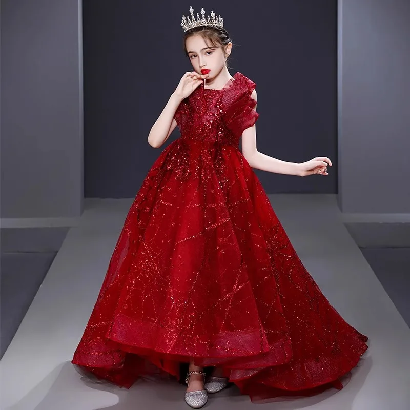 Children's Princess Dress Little Host Dress Chorus Piano Performance Dress Girl's Catwalk Dress Small Tail Dress