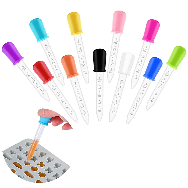 5ml Liquid Pipettes Dropper Silicone Medicine Eye Droppers For Candy Mold Gummy Gelatin Maker School Lab Experiment Supplies