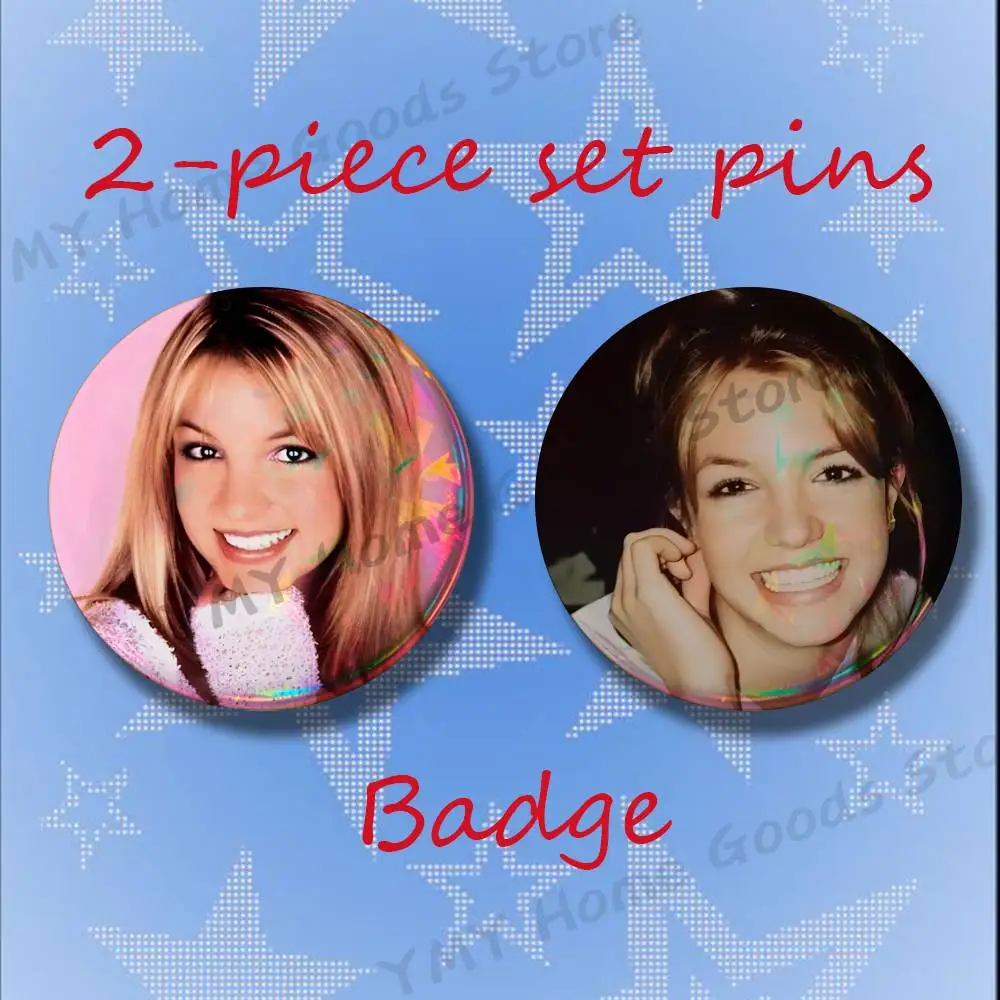 Singer B-Britney S-Spears Brooches for Backpack Accessories 25 32 44 58 75mm Round 2-piece set Free Mix