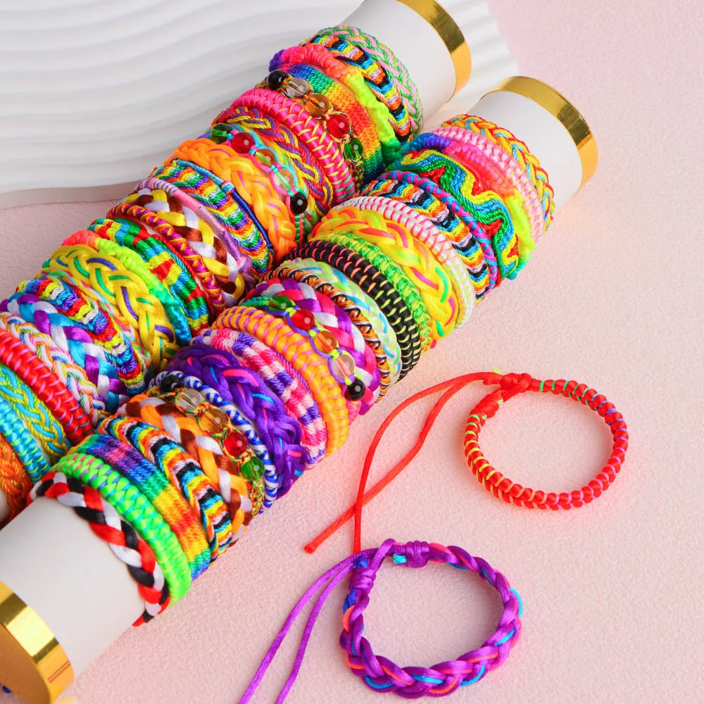 Wholesale 200pcs/lot Handmade Weave Rope Bracelets Fashion Party Jewelry Random Mix Style