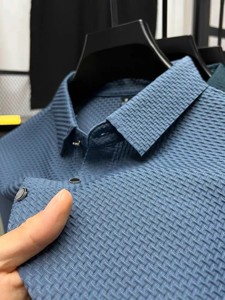 High end ice silk breathable short sleeve T-shirt men's 2023 summer business and leisure brand Paul POLO shirt men's clothing