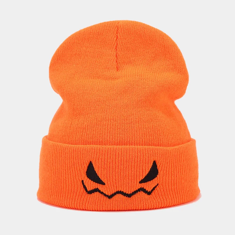 Neue Halloween Kürbis Imp bestickte orange Strick mütze Männer Frauen schrullige Wolle Pullover Mütze Mode Hip-Hop-Mütze heiß – Detail 11