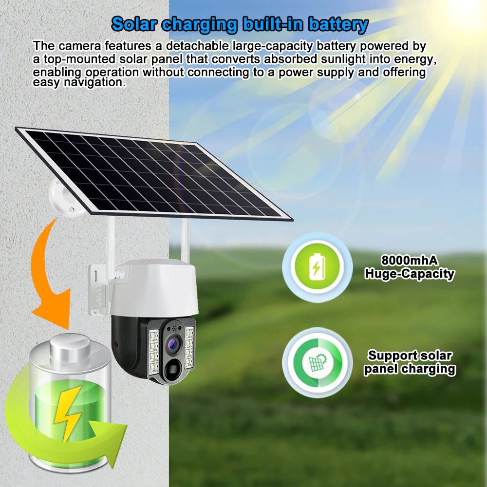 5PM HD كاميرا تعمل بالطاقة الشمسية واي فاي في الهواء الطلق للرؤية الليلية PIR كشف الإنسان مقاوم للماء المنزل الذكي الرقمية 10X التكبير CCTV مراقبة الفيديو #2