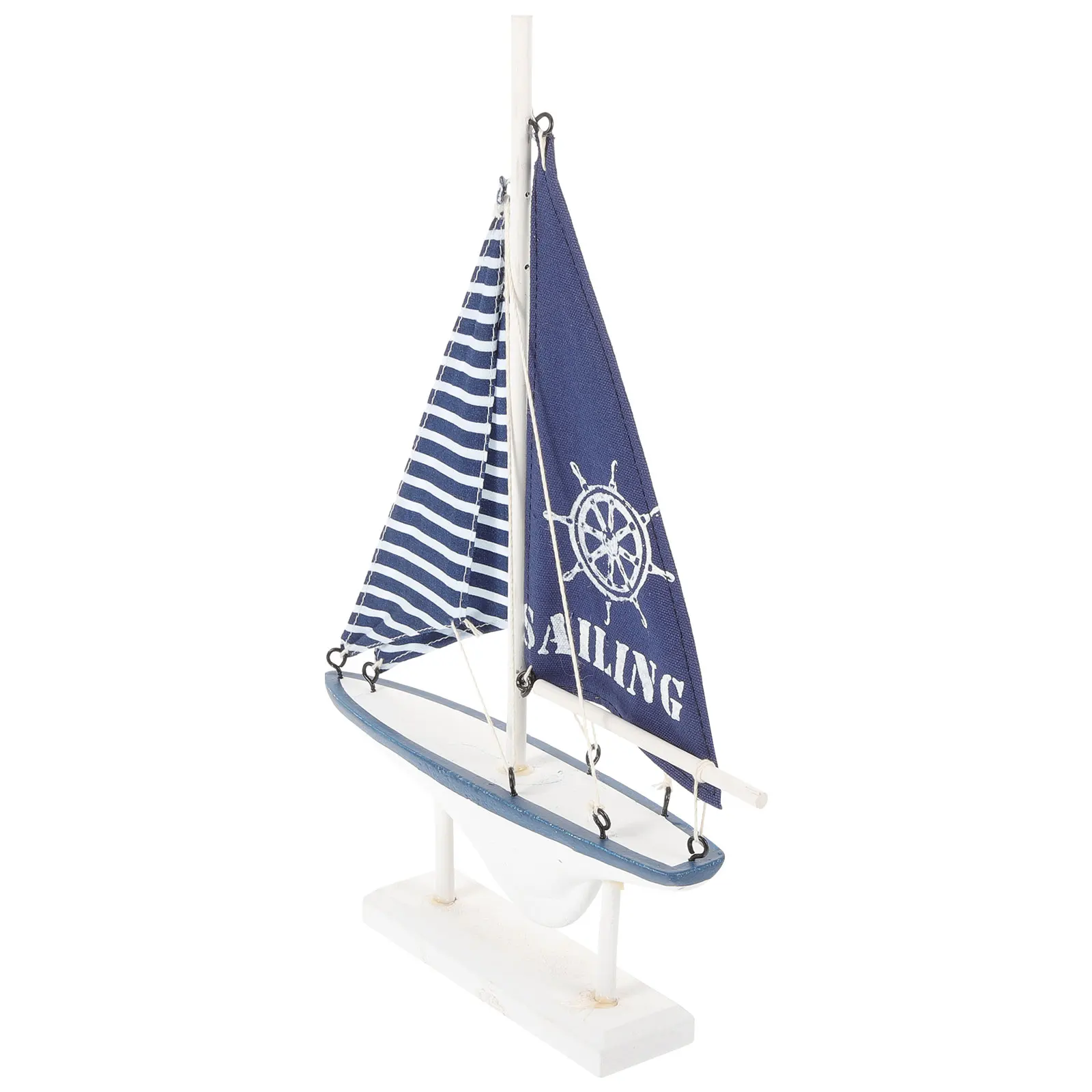 

Wooden Sailboat Decor Small Size Desk nament Nautical Style Model Kit Boat Statue Living Room Bedroom Office Study Retro