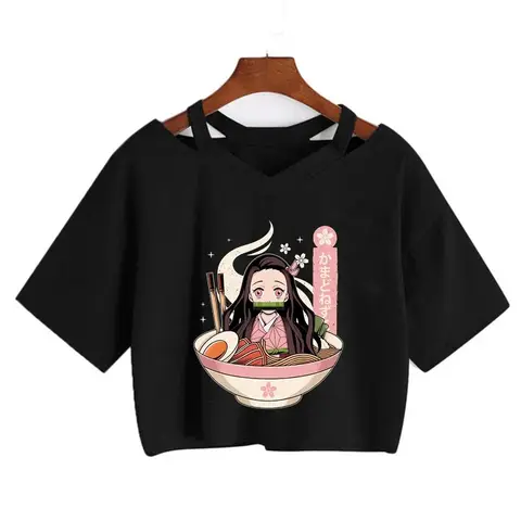 Demon Slayer T-shirt Nezuko T-shirt Dam Kimetsu No Yaiba Crop Top T-shirts Japansk Anime Tanjirou Kamado Toppar Manga T-shirt Dam 10 best sales anime t-shirt manga - №6