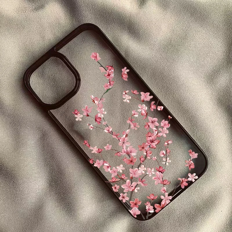 Cherry Blossom Floral Phone Case for iPhone 18 Pro 17 16 Pro Max 15 14 13 12 11 16E Air X XR XS 7 8 Plus SE2022 Shockproof Cover