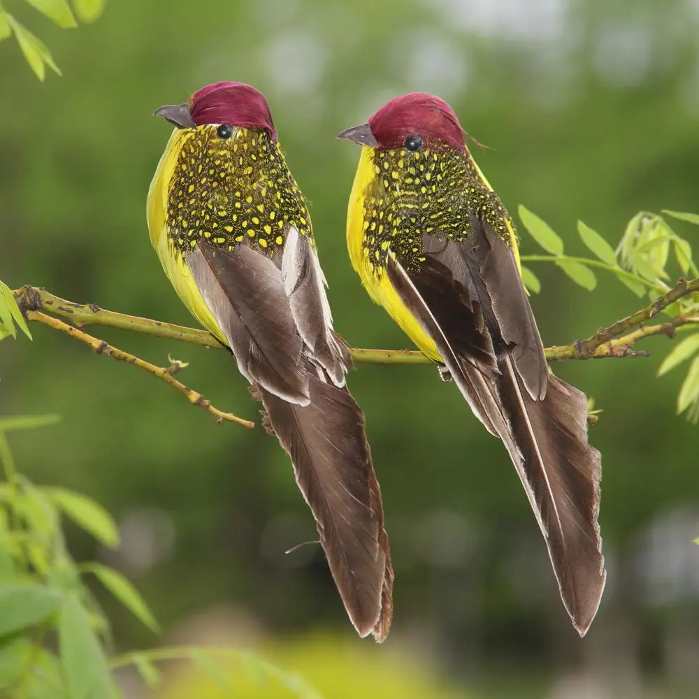 New Outdoor Decor Simulation Feather Bird Garden Forest Flower Decoration Bird Foam Feather Products Fake Bird Garden Decoration