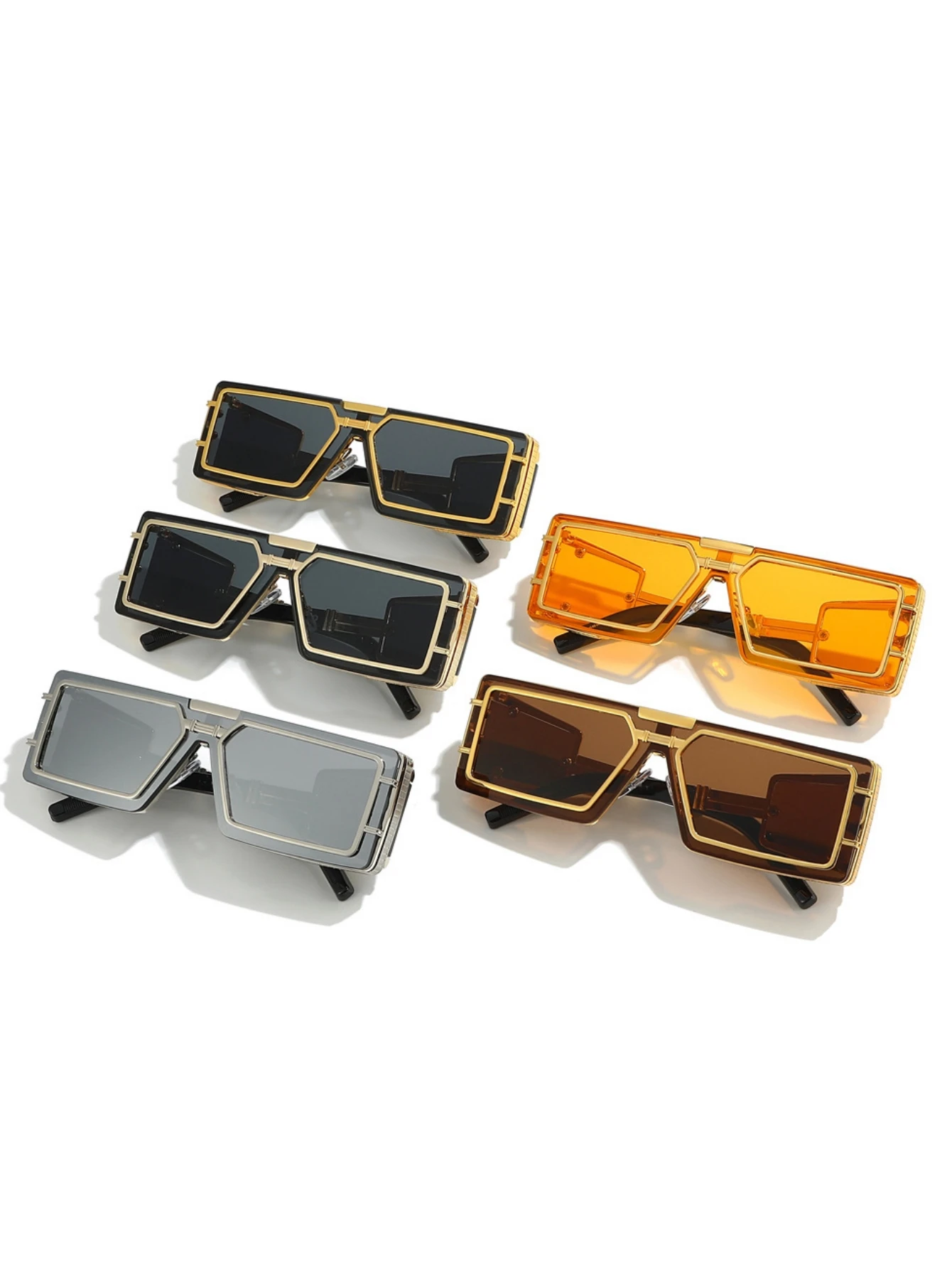 نظارات شمسية عصرية جديدة للرجال بتقنية المستقبل، نظارات شمسية معدنية متقدمة مربعة الشكل للرياح، نظارات شمسية للشارع في الهواء الطلق