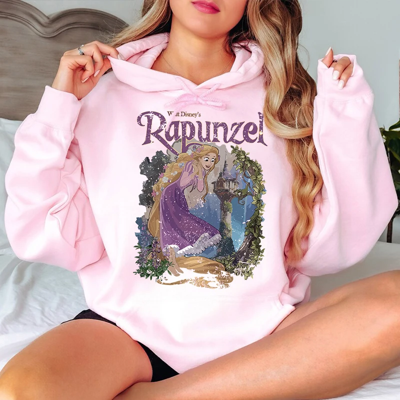 Disney Rapunzel Printed Women's Hoodie Autumn and Winter Sweater Casual Top Loose Women's Clothing