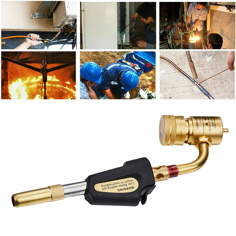 Propane Mapp Gas Turbo Torch Head Brass Nozzle with Self Ignition Trigger Adjustable Regulator Welding HVAC Brazing BBQ Plumb