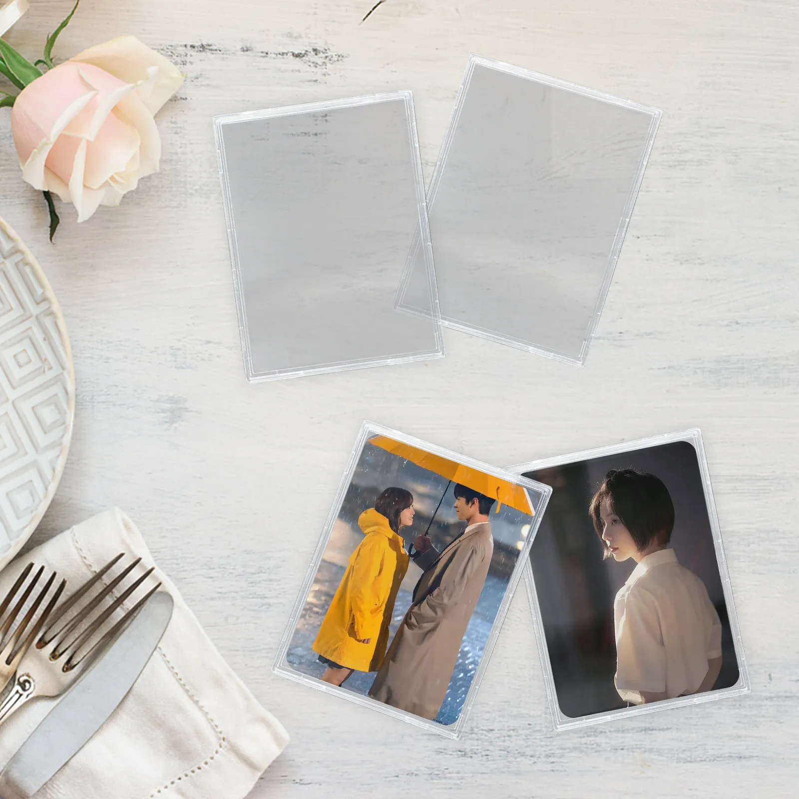 10Pcs Clear Card Holder Acrylic Card Case Reusable Protective Sleeve Lightweight Compact Cards Display Protective Cover