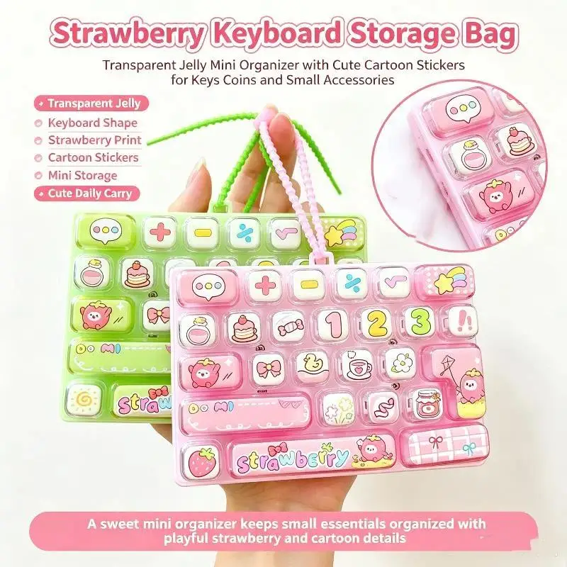 26-Key Decompression Button Transparent Dual-Tone Cute Design: Mini Keyboard Pendant Simulation Keychain