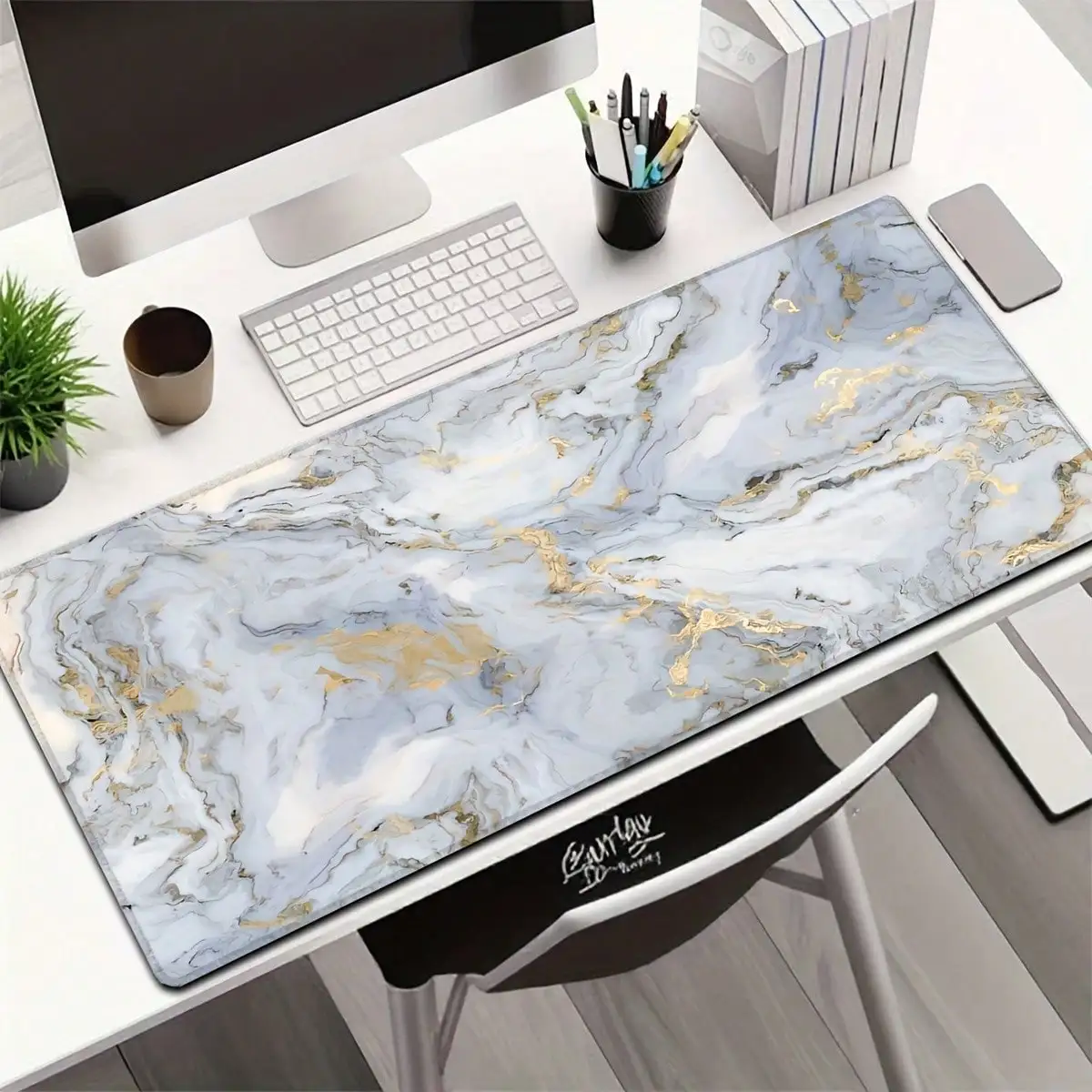

Marble Texture Gaming Mouse Pad With Non-Slip Base & Stitched Edges - Oversized Washable Desk Mat Suitable For PC, Computer, Office & Gaming Desk - Elegant Marble Desk Accessory (Marble Texture)