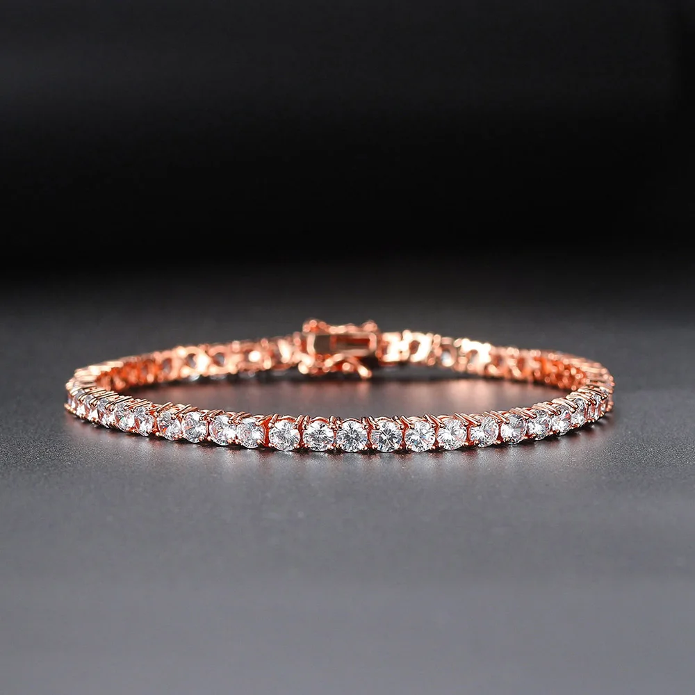 Bransoletka tenisowa dla kobiet Punk Hiphop Luxury Iced Out AAA+ Cubic Zirconia Ślubny łańcuszek w kolorze złotym Biżuteria na prezent OHH118 — zdjęcie 6