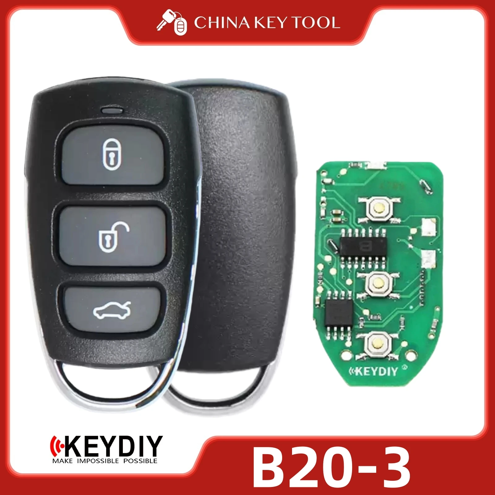 

KEYDIY KD B20-3 Универсальный дистанционный ключ с 3 кнопками, совместимый с Hyundai Azera Type