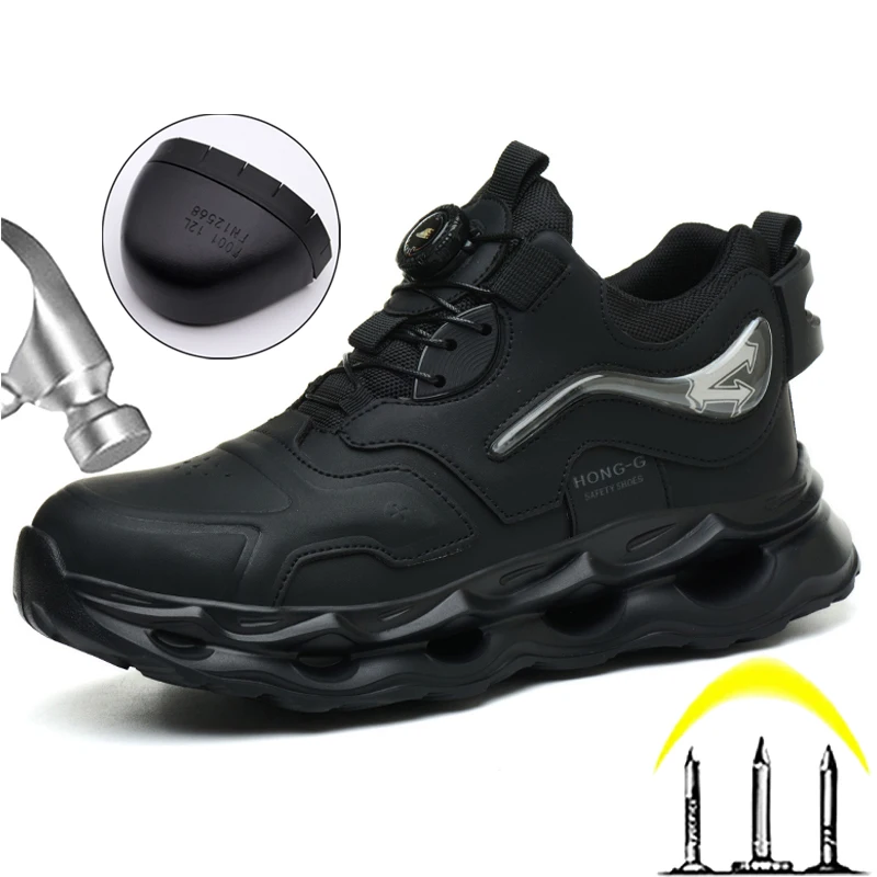 

Rotate Button New Safety Shoes Men Boots Lightweight Work Sneakers Puncture-Proof Work Boots Protection Shoes Indestructible