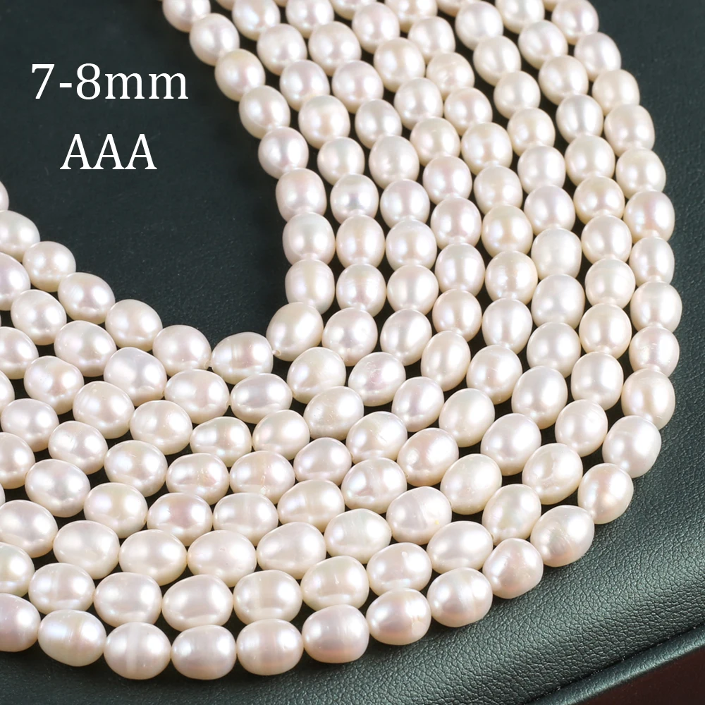 

AAA 7-8mm High Quality Rice Shape Punch Loose Beads Natural Freshwater Pearl Beads for Jewelry Making DIY Necklace Accessories