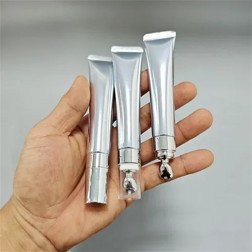 Imagen 2 del producto Tubo suave con cabezal de masaje de Metal para loción/suero de ojos, paquete vacío de 20/40/100ml para champú DIY, loción cosmética de viaje