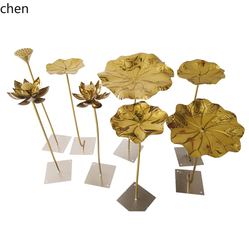 

QZT stainless steel lotus leaf floor ornament indoor courtyard pool water feature decorative lotus