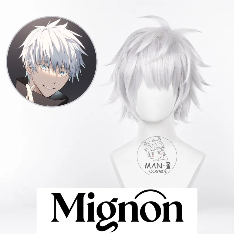 

Jujutsu Kaisen Satoru Gojo Косплей Парик Свободные волосы Серебристый Белый Колючий Стиль Легкая укладка Подарок на Хэллоуин