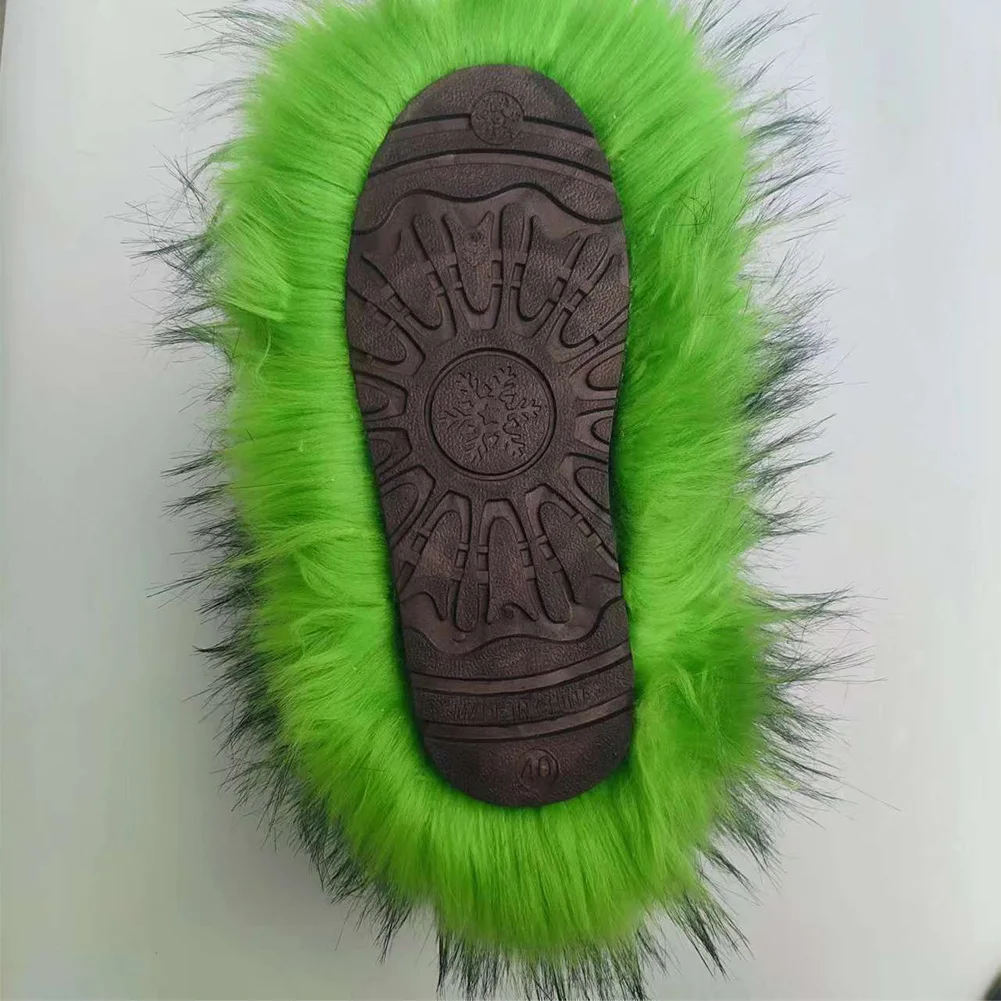 Women Furry Boots Round Toe Faux Fur Boots Warm Comfortable Snow Boots Mid-Calf Boots Winter Boots Outdoor Flat Shoes