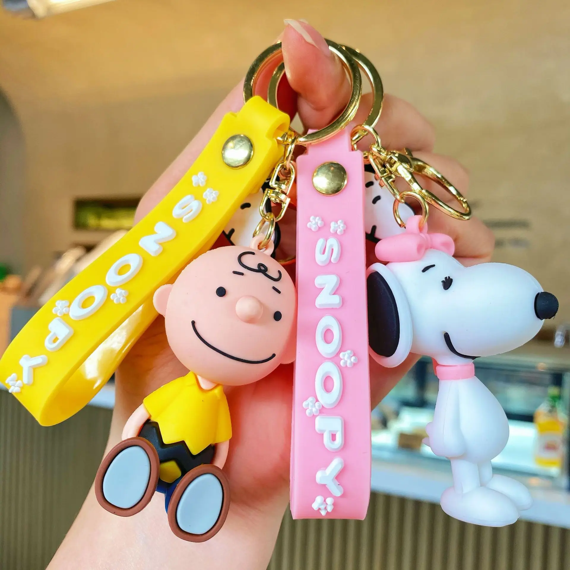 Snoopy Anime Charlie Cartoon Keychain Bag Pendant Cute Epoxy Car Key Chain Decoration Key Ring Couple Pendant Birthday Gift