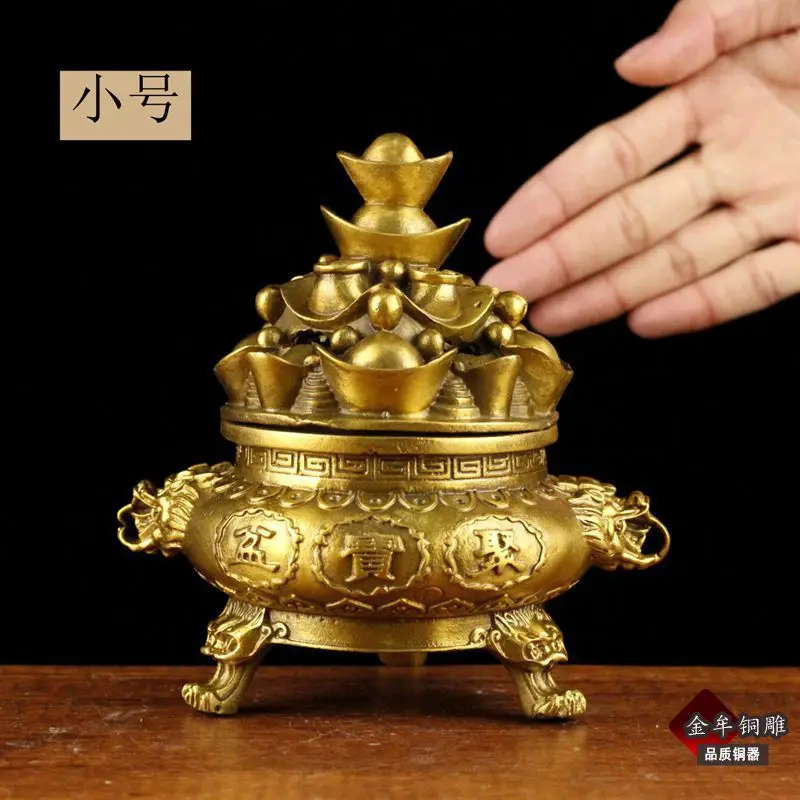 Copper Three leg Money treasure bowl Statue treasure bowl Statue Office Home Decor Gift for Desk Ornament
