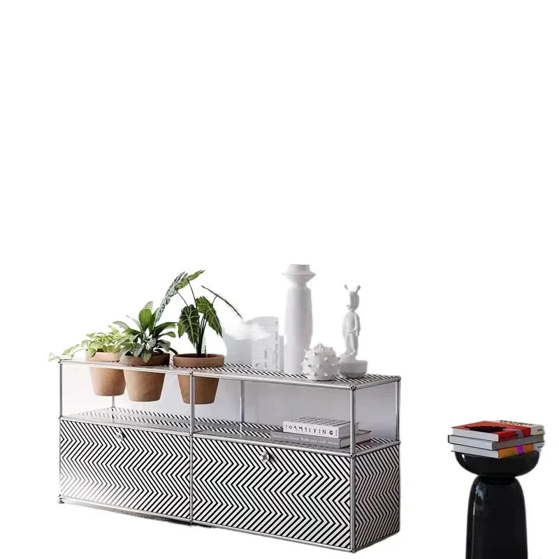 

TV cabinet, medieval stainless steel modern simple ins living room storage chest