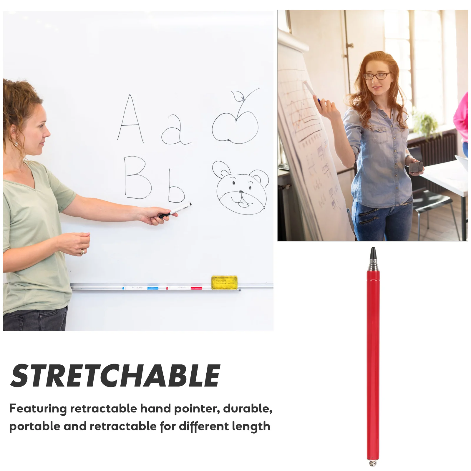 

stick Stainless Steel Retractable Hand For Presentations Teaching Whiteboard Classroom Teachers Pointer Pen