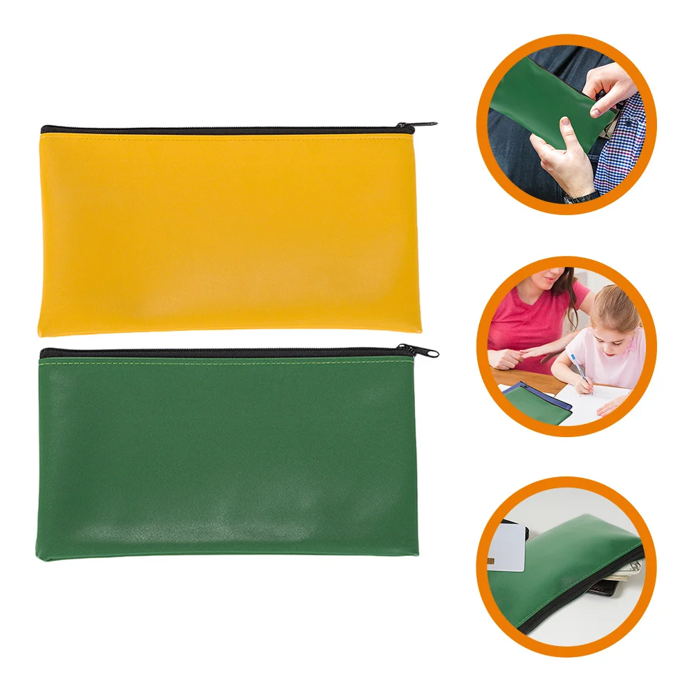 2 Pcs Tool Bags Heavy Duty Waterproof Deposit Storage Zipper File Pouch Slim for Men Documents