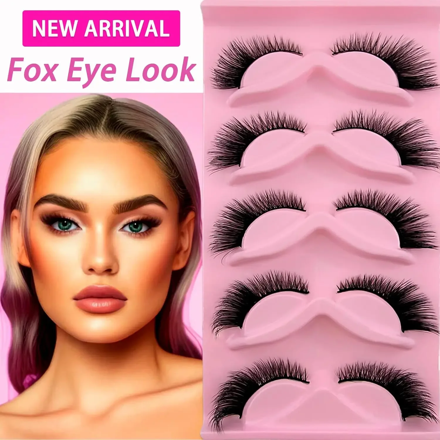 

5/10/20 Pairs of False Eyelashes Set, Voluminous Curly Natural-looking Lashes, Lengthened & Thickened Winged Out Style