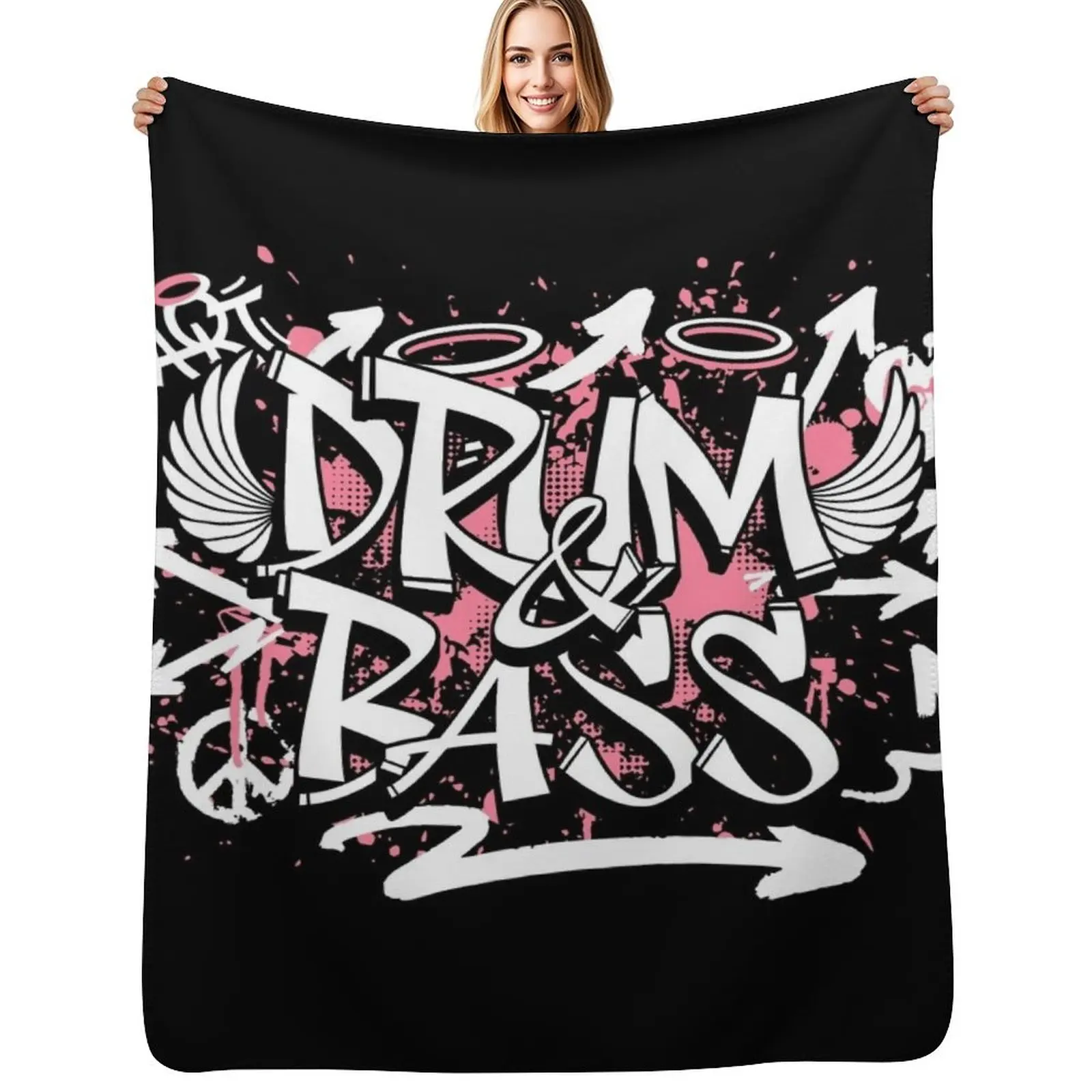 DRUM AND BASS - Graffiti Steez (pink/white) Throw Blanket Lightweight Cozy Blanket for Bed Sofa