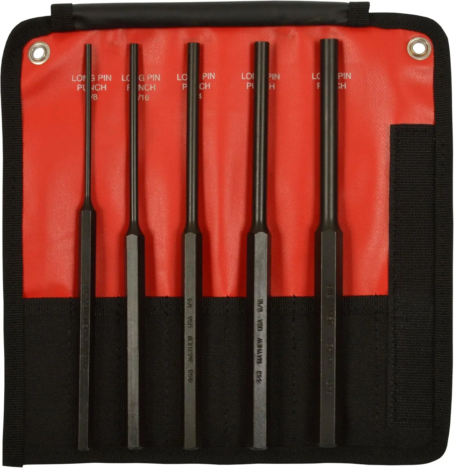 

5-Piece Extra Long Pin Punch Set for Precision Metalworking and Automotive Repair