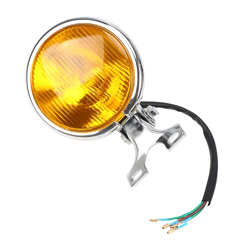 POSSBAY Chrome 12V Motorcycle Retro Headlight Amber High/Low Beam For Harley Touring Cafe Racer Bobber Custom Motocicleta lights