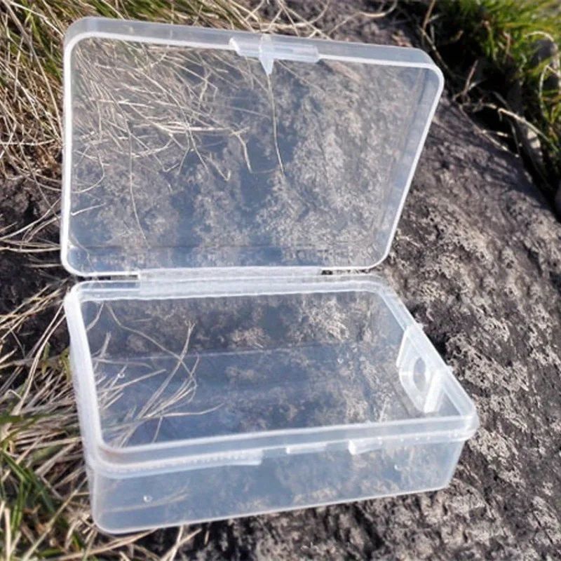 1/2Pcs Transparent Plastic Small Box Thickened Rectangular Cover Jewelry Earrings Fishing Gear Accessories Parts Storage Box