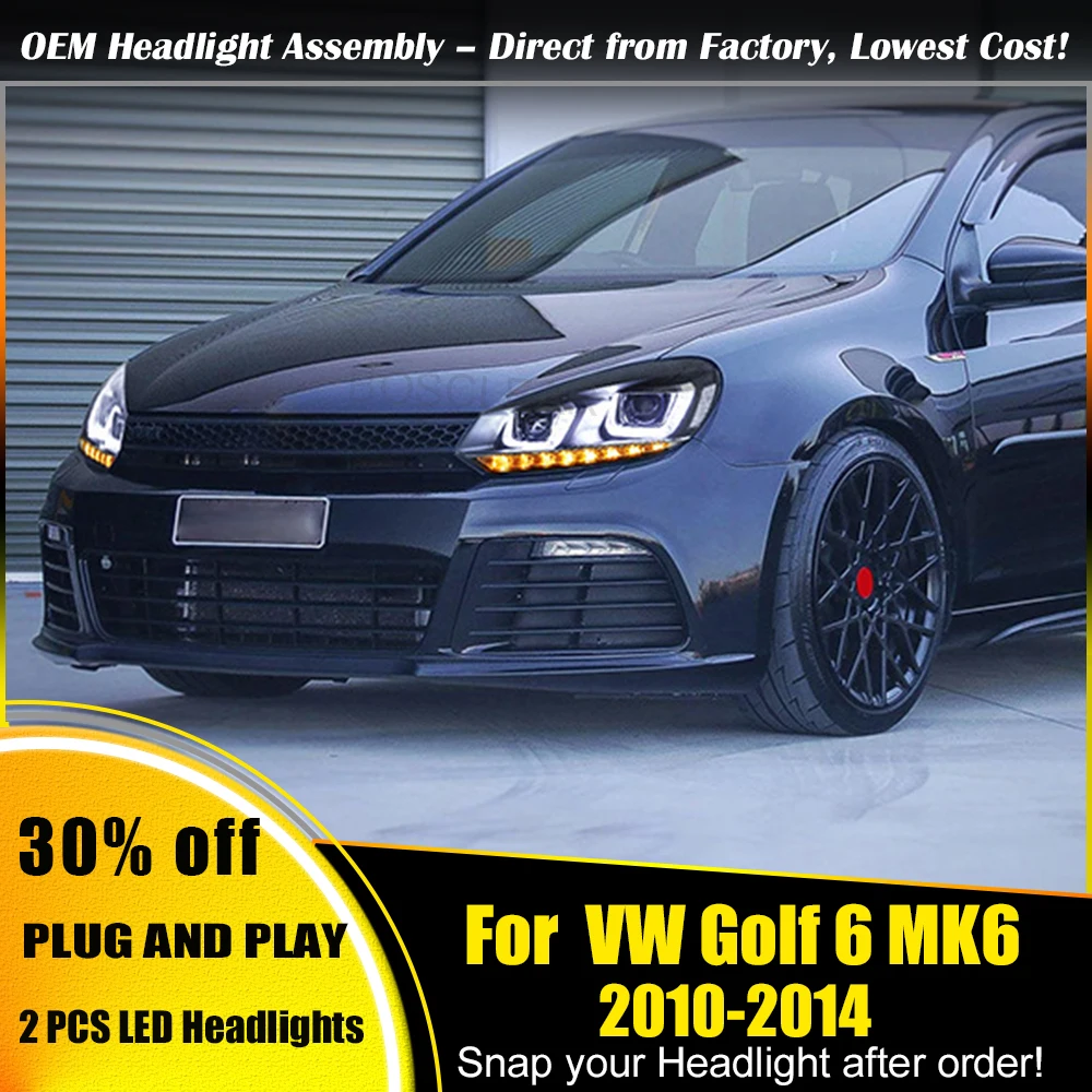 

Head Lamp for VW Golf 6 MK6 LED Headlight 2010-2014 Headlights Golf6 DRL Turn Signal High Beam Angel Eye Projector Lens