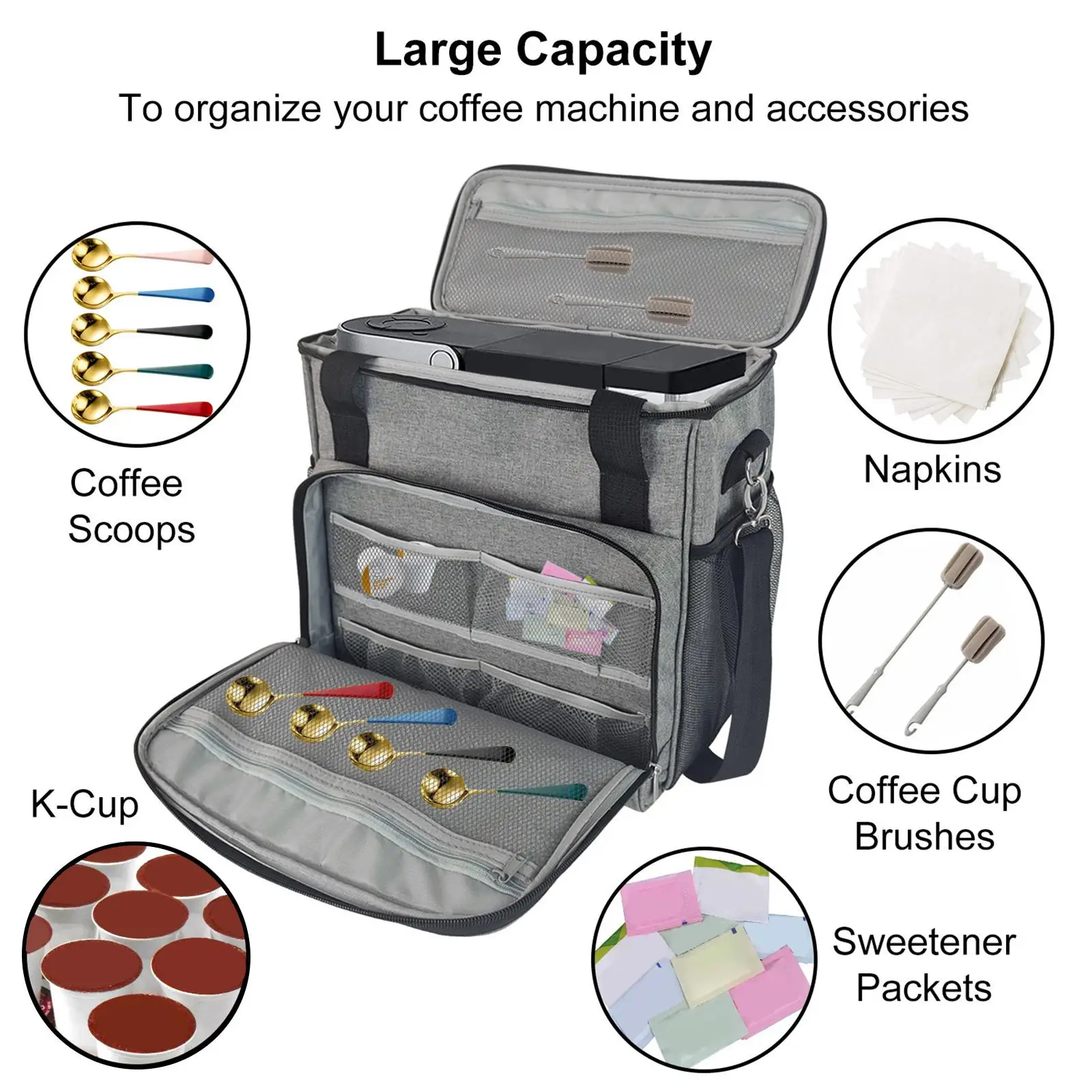 

Дорожная сумка на плечо для кофеварки, Портативная Сумка-тоут для K Mini, для салфеток, кофейных ложек, дорожная кружка, чистящая щетка, кофейная сумка