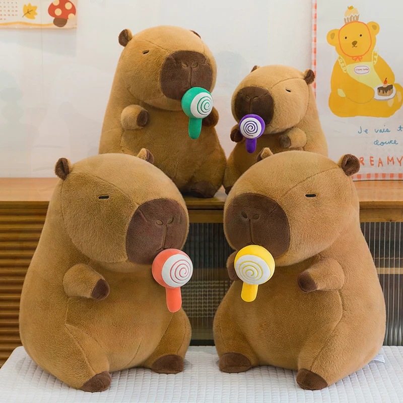 Best Capybara Lollipop Plush Toy Cute Soft Stuffed Animal Transform Pillow Large Huggable Doll Kids Birthday Gift Claw Machine