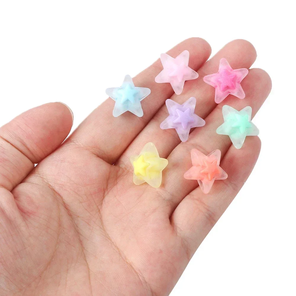 Cinco Pontas Estrela Acrílico Loose Spacer Beads para Fazer Jóias, Cor Matte, DIY Pulseira Acessórios, 16mm, 20Pcs