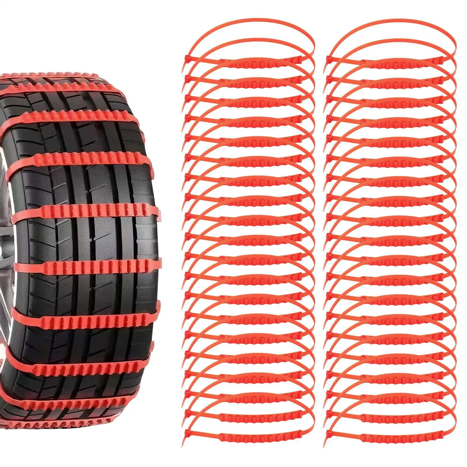40pcs Foldable & Lightweight Snow Chains For Car Tires, Easy On/Off Design For Occasional Ice & Snow, Full Coverage Traction