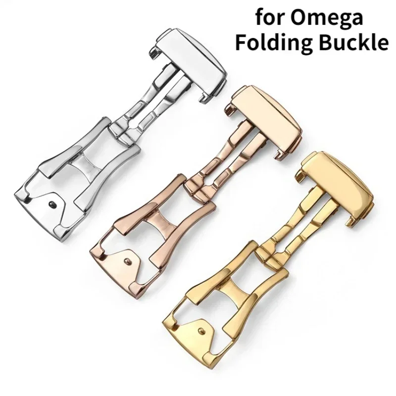 for Omega Folding Butterfly Buckle 16mm 18mm 20mm Stainless Steel Watch Strap Buckle Accessories Leather Silicone Strap Clasp