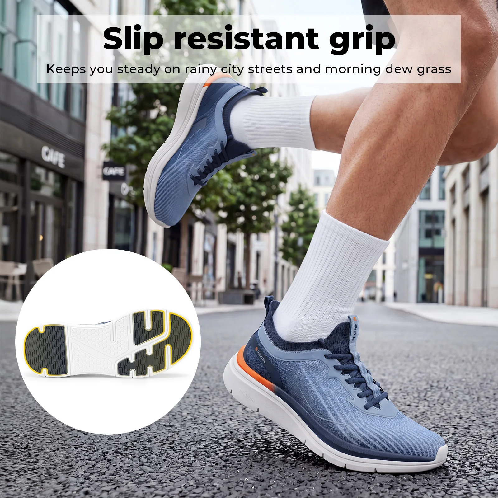 FitVille Men'S Walking Shoes Wide Toe Box Water-Repellent Casual Sports Running Sneakers  All-Day Comfort for Swollen Feet