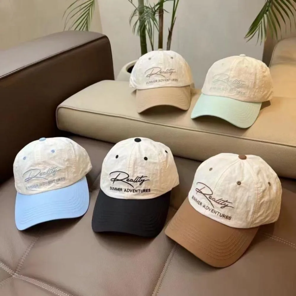 الكورية نمط التجفيف السريع قبعة بيسبول لينة الشمس واقية أفضل قبعة التطريز الأبجدية المرأة قبعة الصيف في الهواء الطلق #1