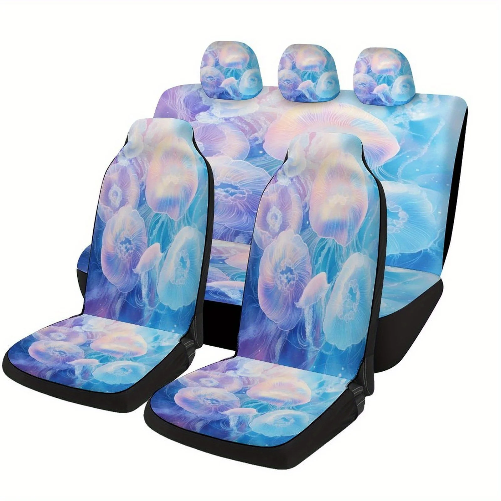 Jellyfish Dream Themed Car Seat Cover Set For Most Cars, Fashionable Novelty Car Seat Protector Covers Full Set, Universal Car S