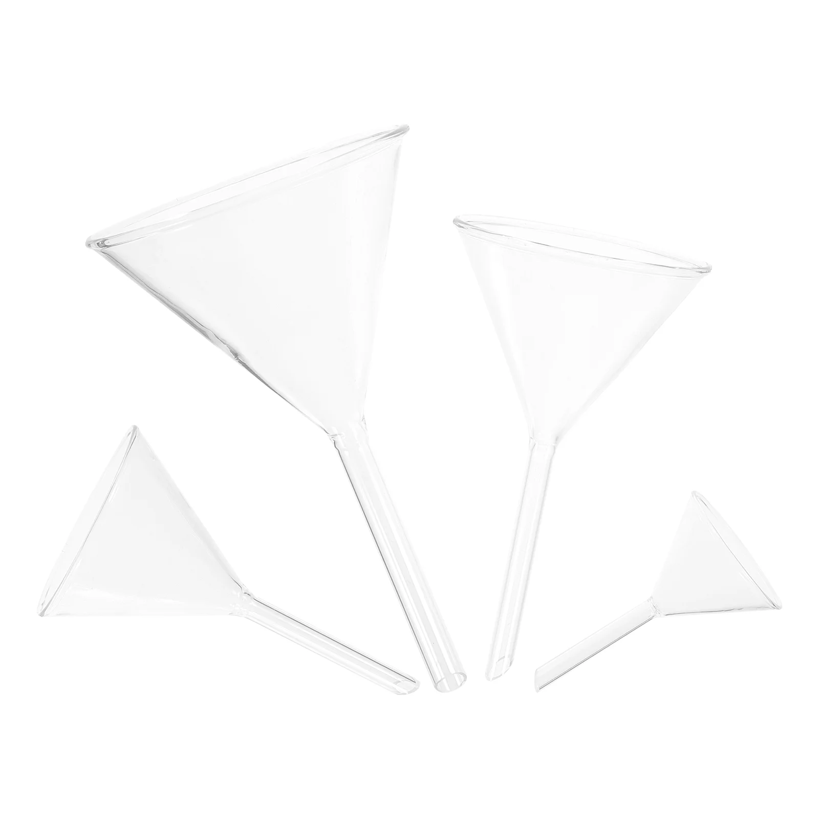 4 Piece Borosilicate Glass Funnel Set 40mm 60mm 75mm 90mm Laboratory Funnels Short Stem Clear Glass Filter Filling Dosing