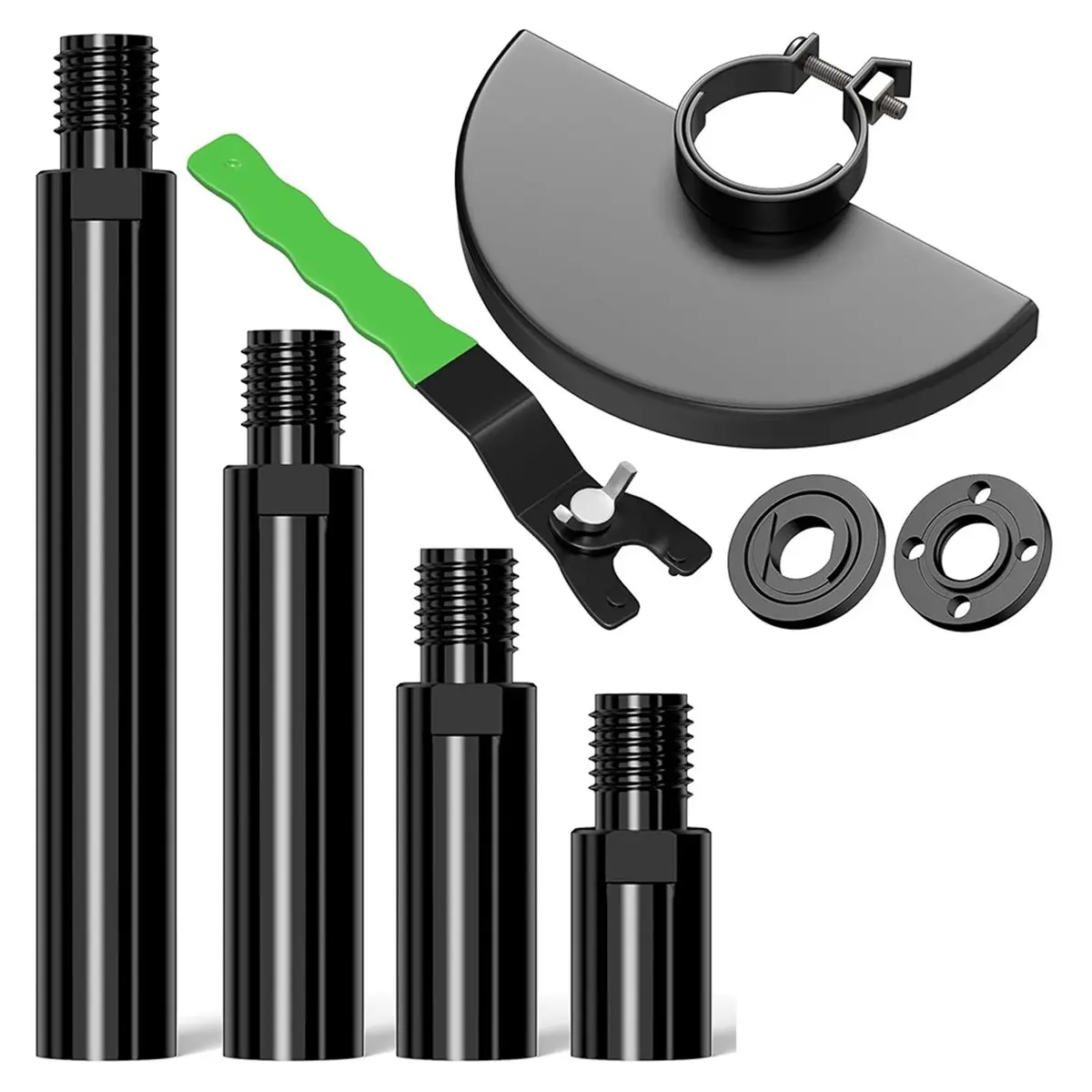 Best of 2026 Angle Grinder Attachment Kit with 4 Extension Shaft,2 Pcs Flange Nut,1 Spanner Wrench,1 Disc Guard - 5/8